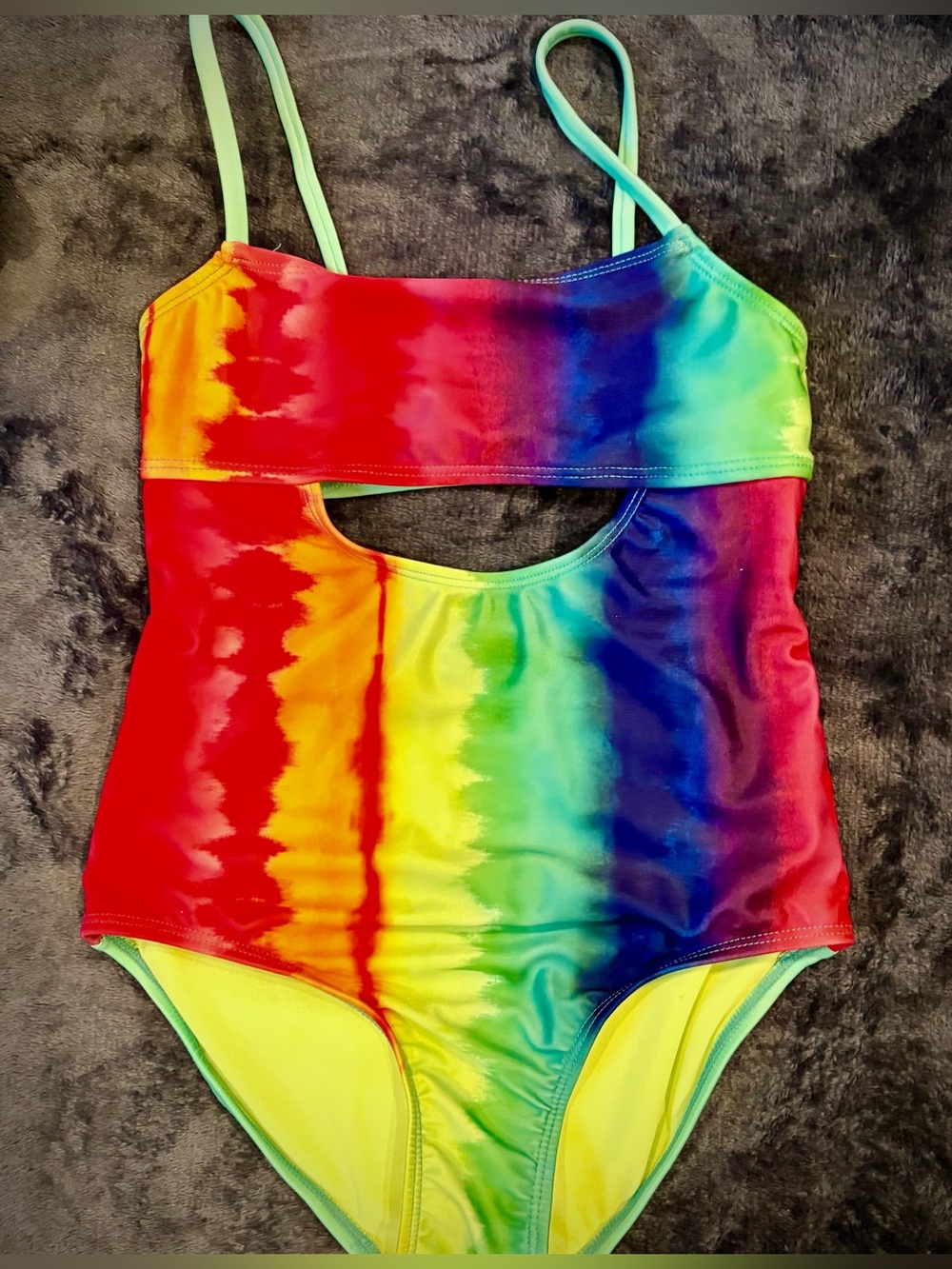 Kids Rainbow Tie-Dye One-Piece Swimsuit - Bright Multicolor
